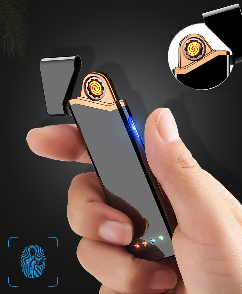 USB электро зажигалка сенсорная электрическая с отпечатком пальца Lighter 03